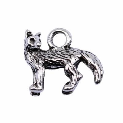 China Vintage 100pcs/bag 13x13mm Antique Silver Plated Zinc Alloy Dog Charms Pendants ABD-C14282 for sale