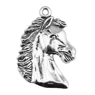 China Vintage 50pcs/bag 43x29mm Antique Silver Plated Bronze Plated Zinc Alloy Horse Charms Pendants ABD-C10106 for sale