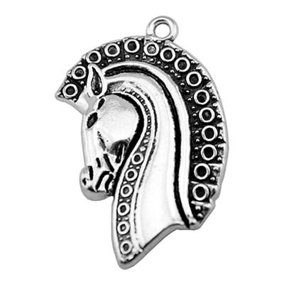 China Vintage 20pcs/bag 36x26mm Antique Silver Plated Bronze Plated Zinc Alloy Horse Charms Pendants ABD-C10822 for sale