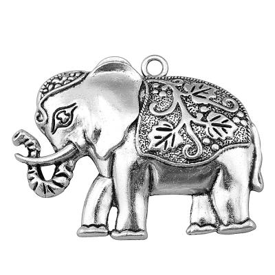 China 10pcs/bag 74x50mm Vintage Antique Silver Plated Bronze Plated Zinc Alloy Elephant Charms Pendants ABD-C10365 for sale