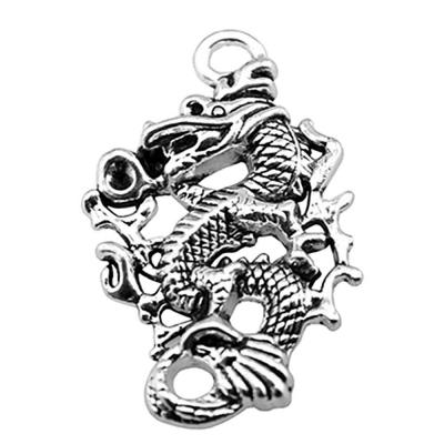 China 20pcs/bag 50x35mm Vintage Antique Bronze Plated Zinc Alloy ABD-C10746 Silver Plated Antique Dragon Charms Pendants for sale