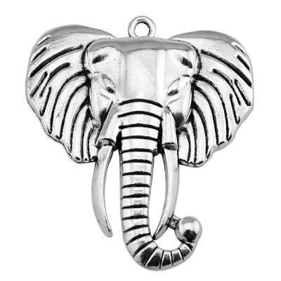 China 20pcs/bag 54x47mm Vintage Antique Silver Plated Bronze Plated Zinc Alloy Elephant Charms Pendants ABD-C10518 for sale