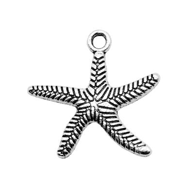 China Vintage 200pcs/bag 25x24mm Antique Silver Plated Bronze Plated Zinc Alloy Starfish Charms Pendants ABD-C10105 for sale