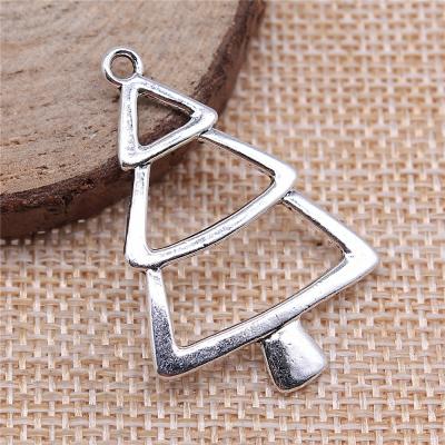 China 50pcs/bag 27x38mm Vintage Antique Hollow Silver Plated Zinc Alloy Cypress Tree Charms Pendants ABD-C13490 for sale