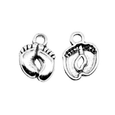 China Vintage 400pcs/bag 13x10mm Antique Silver Plated Bronze Plated Zinc Alloy Cute Feet Charms Pendants ABD-C10099 for sale