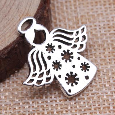 China Vintage 50pcs/bag 28x27mm Silver Plated Zinc Alloy Flower Angel Charms Pendants ABD-C14160 Antique for sale