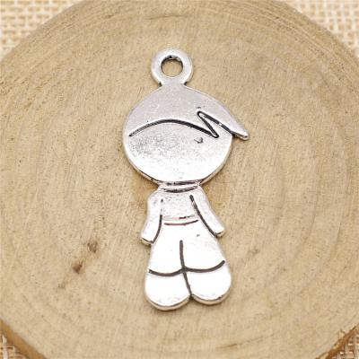 China 50pcs/bag 40x18mm Vintage Antique Characters Silver Plated Zinc Alloy Boy Charms Pendants ABD-C10097 for sale