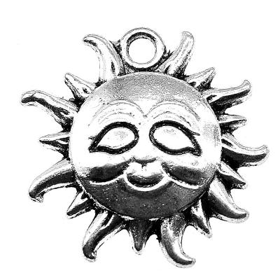 China Vintage 50pcs/bag 27x27mm Silver Plated Bronze Plated Zinc Alloy Plated Antique Sun Charms Pendants ABD-C10484 for sale