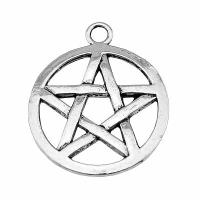 China Vintage 50pcs/bag 25mm Antique Silver Plated Bronze Plated Zinc Alloy Star Charms Pendants ABD-C11862 for sale