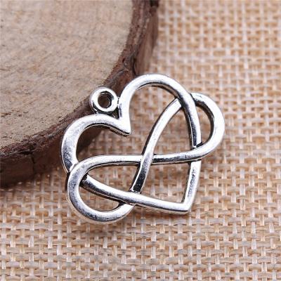 China 100pcs/bag 27x22mm Vintage Antique Infinity Love Silver Plated Zinc Alloy Heart Charms Pendants ABD-C13030 for sale