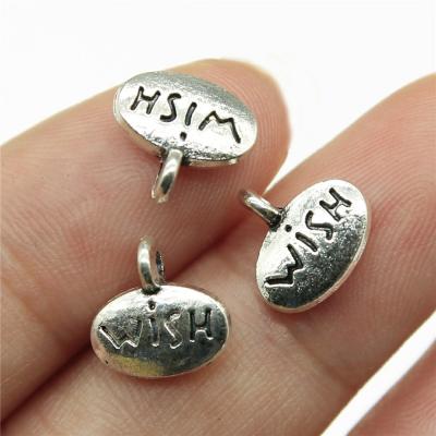 China 100pcs/bag 10x10mm Vintage Antique Silver Plated Bronze Plated Bronze Plated Zinc Alloy Nameplate Charms Pendants ABD-C10859 for sale