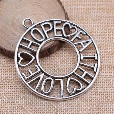 China 10pcs/bag 65x58mm Vintage Antique Silver Plated Bronze Plated Bronze Plated Zinc Alloy Faith Charms Pendants ABD-C10876 for sale