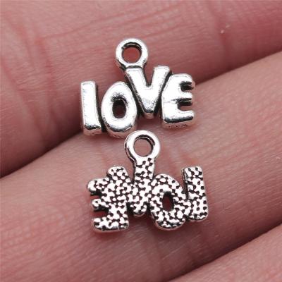 China Vintage 200pcs/bag 12x10mm Antique Silver Plated Bronze Plated Zinc Alloy Love Charms Pendants ABD-C10343 for sale