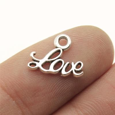 China 200pcs/bag 13x10mm Vintage Antique Silver Plated Bronze Plated Zinc Alloy Small Love Letters Charms Pendants ABD-C12745 for sale