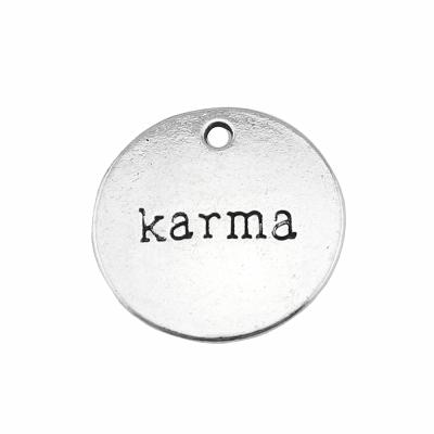 China Vintage 100pcs/bag 20mm Antique Bronze Plated Zinc Alloy ABD-C10171 Silver Plated Antique Karma Charms Pendants for sale