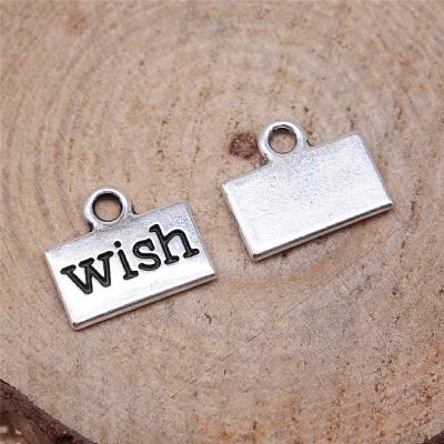 China Vintage 200pcs/bag 13x11mm Antique Silver Plated Bronze Plated Zinc Alloy Wish Charms Pendants ABD-C10076 for sale