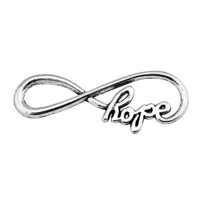 China 100pcs/bag 39x15mm Vintage Antique Silver Plated Bronze Plated Hope Infinity Zinc Alloy Connector Charms Pendants ABD-C10368 for sale