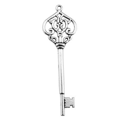 China Vintage 50pcs/bag 69mm Antique Silver Plated Bronze Plated Zinc Alloy Key Charms Pendants ABD-C10112 for sale