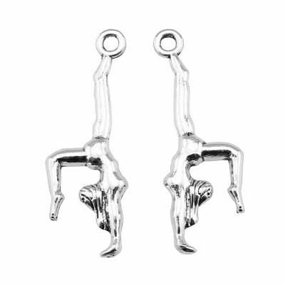 China 100pcs/bag 30x11mm Vintage Antique Silver Plated Bronze Plated Zinc Alloy Gymnastics Charms Pendants ABD-C10026 for sale