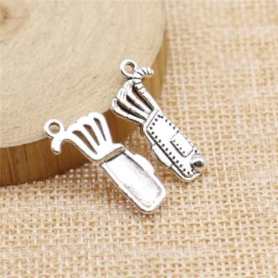 China Vintage 100pcs/bag 25x11mm Antique Silver Plated Bronze Plated Zinc Alloy Golf Bag Charms Pendants ABD-C10744 for sale