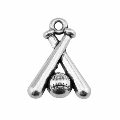 China Vintage 100pcs/bag 19x13mm Antique Silver Plated Bronze Plated Zinc Alloy Baseball Charms Pendants ABD-C10969 for sale