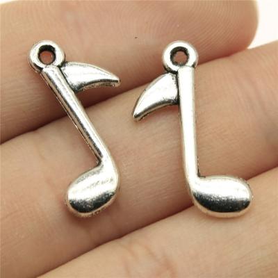 China Vintage 200pcs/bag 23x13mm Antique Silver Plated Bronze Plated Zinc Alloy Musical Note Charms Pendants ABD-C10123 for sale