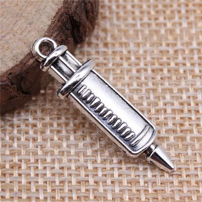 China Vintage 200pcs/bag 30x8mm Antique Silver Plated Bronze Plated Zinc Alloy Syringe Charms Pendants ABD-C11067 for sale