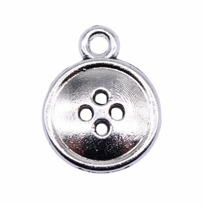 China Vintage 100pcs/bag 17x13mm Antique Silver Plated Bronze Plated Zinc Alloy Button Charms Pendants ABD-C11313 for sale