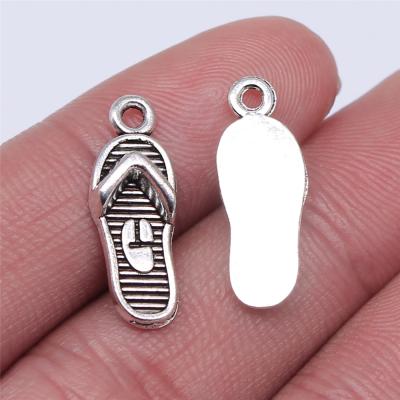 China 100pcs/bag 21x8mm Vintage Antique Silver Plated Bronze Plated Zinc Alloy Slippers Charms Pendants ABD-C10010 for sale