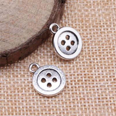 China Vintage 100pcs/bag 16x12mm Antique Silver Plated Bronze Plated Zinc Alloy Buttons Charms Pendants ABD-C11139 for sale