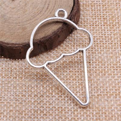 China 50pcs/bag 46x32mm Vintage Antique Ice Cream Silver Plated Bronze Plated Zinc Alloy Frame Charms Pendants ABD-C11016 for sale