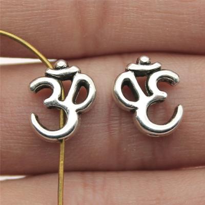 China Vintage 100pcs/bag 10x12mm Silver Plated Antique OM Zinc Alloy Small Hole Beads Pendants ABD-C13146 for sale