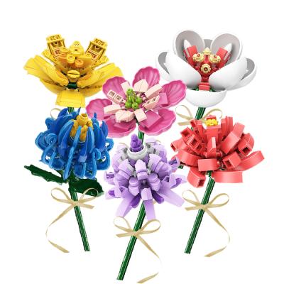 China Toy Building Block Flower Bouquet Saffron DIY ChrysanthemumToys Girl Ornament Building Model for sale