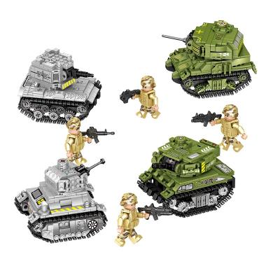 China Construction Toy Military Building Blocks Tracked Assault Rotating Tank For Kids Toys for sale