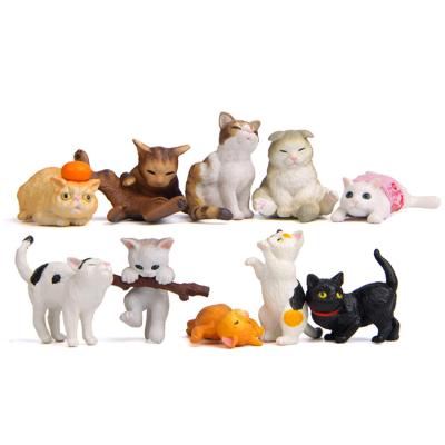 China 10 Lovely Cat Resin Crafts Animal Model Toys Factory Potted Supply Items for sale