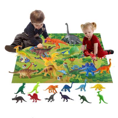 China Hot Selling 12 Pcs PVC Plastic Dinosaur Model Popular Dinosaur Toys Set Mats Education Children Toy for sale