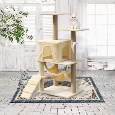 China Latest Design Stocked Cat Wall Climb Frame Tree House Tower Housing Furniture Large Scratching Cat Tree for sale