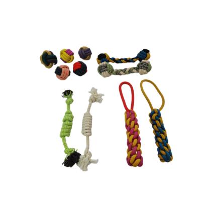 China Stored Handmade Polyester Cotton Rope Pet Chew Toys And Ball for sale