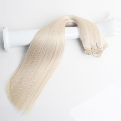 China Silky Straight Wave Color 20 Inch Platinum #1001 Double Weft Weft Extension White Virgin Russian Human Hair Drawn Blonde for sale