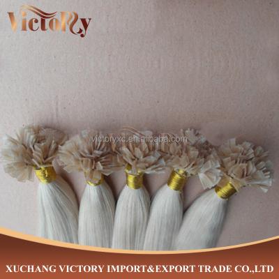 China Silky Straight White Blonde Color #1001 Flat-Tip Wave Keratin Italian Virgin Hair Extension for sale