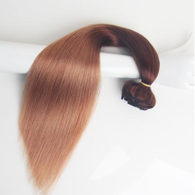 China Silky Straight Wave 9A grade color#T4/27 color clip in extensions russian remy human hair extensions double pulled for sale