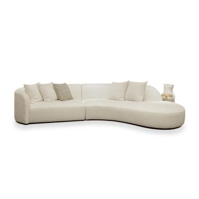 China Italian Half Moon Sofa Living Room Beige Boucle Sofa Modern Sectional Curved Style Boucle Sofa for sale