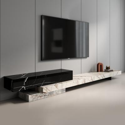 China Creative Marble Designs Stone TV Cabinet Stand 2020 Modern Natural Marble Living Room TV Unit for sale