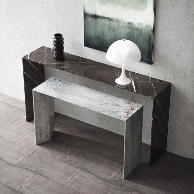 China High End Natural Stone Marble Table Corner Hallway Furniture Living Room Nesting Console Table Decorative Marble for sale