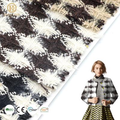 China New design breathable fabric for textile 100p black and white coated tweed fabric woven polyester colorful fabric for sale