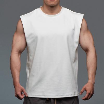 China Anti-Wrinkle Men's Tank Tops Plain Crewneck Sleeveless Clothing Cotton Sports Slim Oversiz White T-shirt Oversize T-shirt for sale