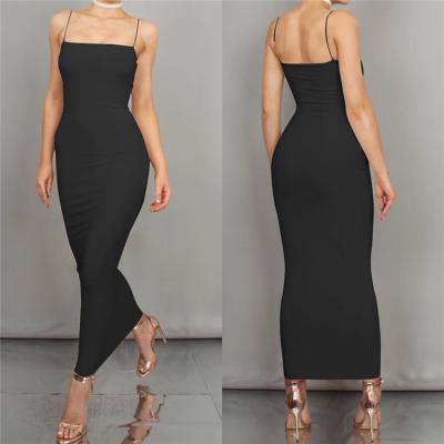 China Breathable Sexy Sleeveless Women's Spaghetti Strap Bodycon Midi Strap Elegant Fashion Women's Dress for sale