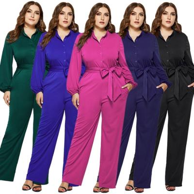 China Plus Size Sexy Plus Size Solid Color Casual Wide Leg Pants Overalls For Fat Women for sale