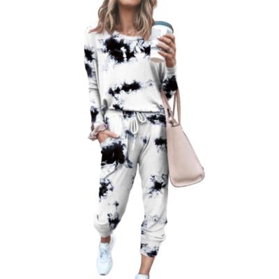 China Autumn and winter women's QUICK DRY tracksuit set 2 piece printed long sleeve home women's loungewear suit for sale