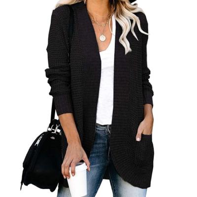 China Chunky Kint Draped Women Anti-Wrinkle Winter Spring Long Sleeve Cardigans Sweater With Pockets for sale